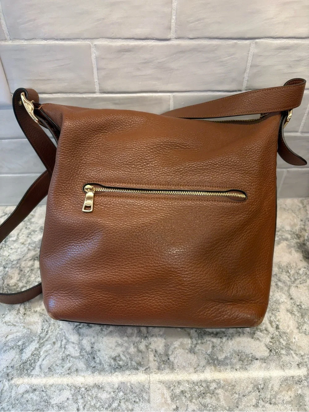 Coach Brown Pebbled Leather Messenger Bag